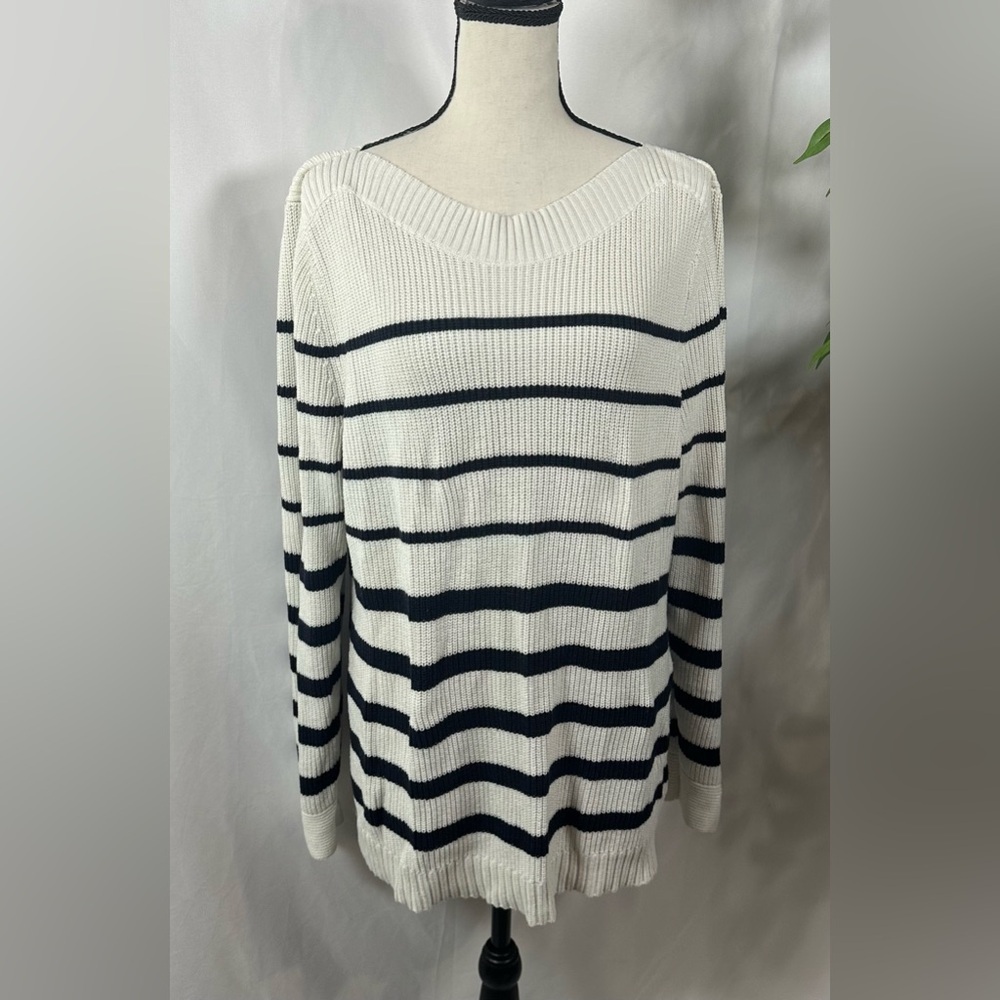 Talbots Cream Ribbed Sweatshirt - Picture 2 of 12
